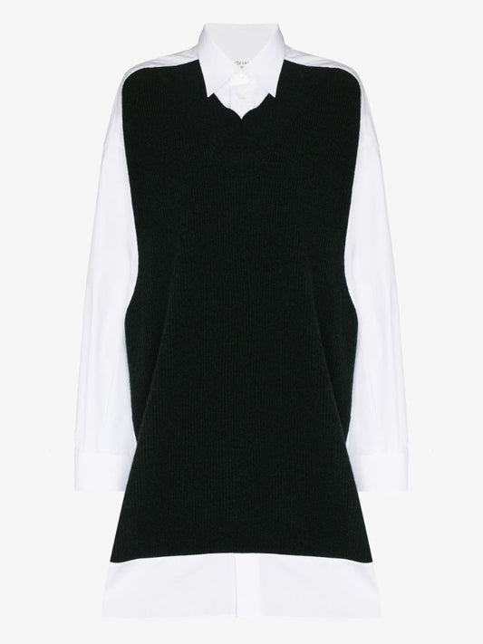 Spliced Knit Shirt Dress