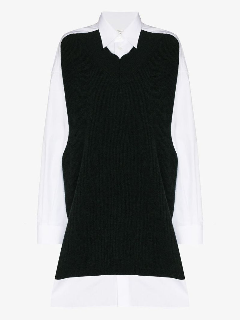 Spliced Knit Shirt Dress