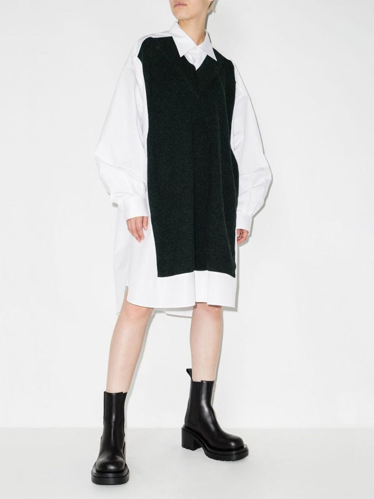 Spliced Knit Shirt Dress
