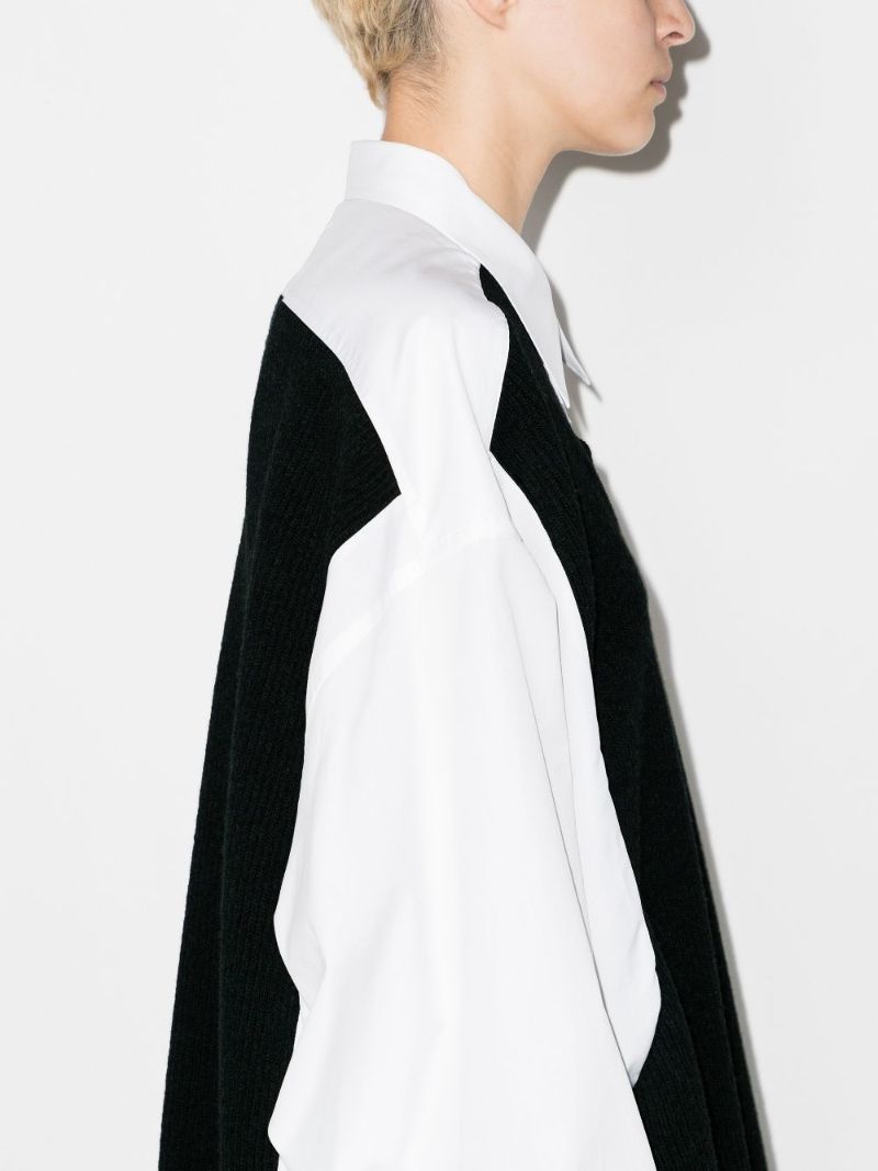 Spliced Knit Shirt Dress