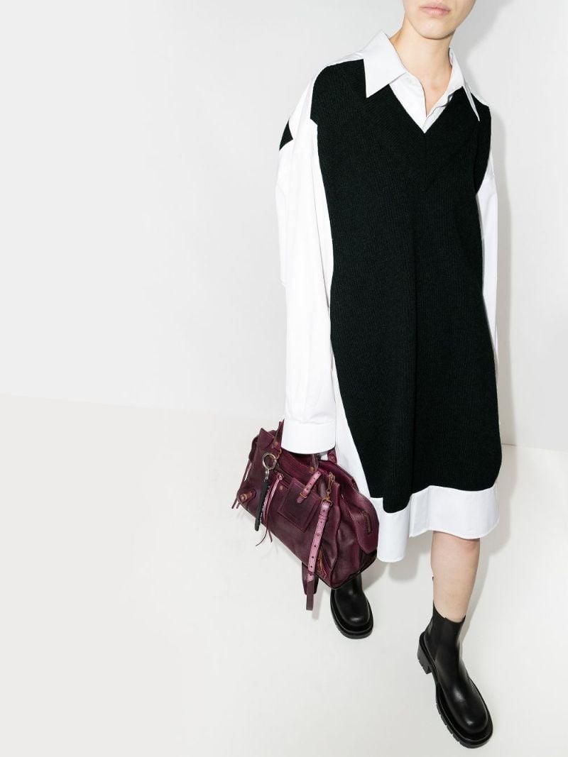 Spliced Knit Shirt Dress