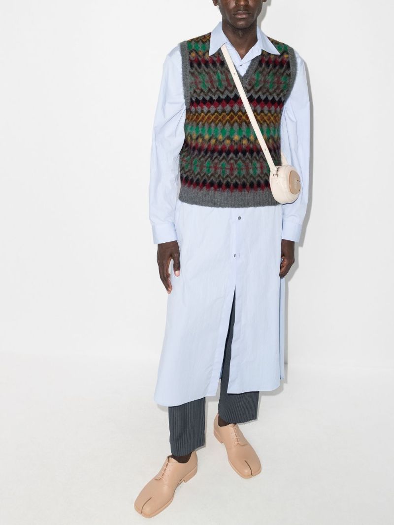 Intarsia Knit Wool Sweater Vest