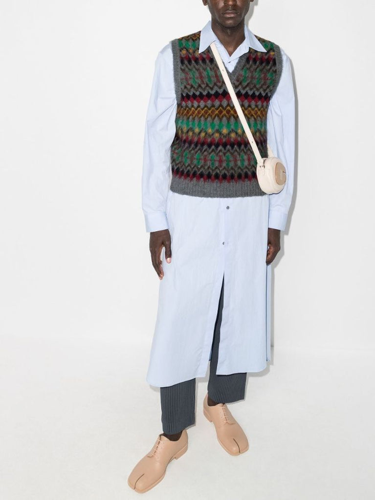 Intarsia Knit Wool Sweater Vest