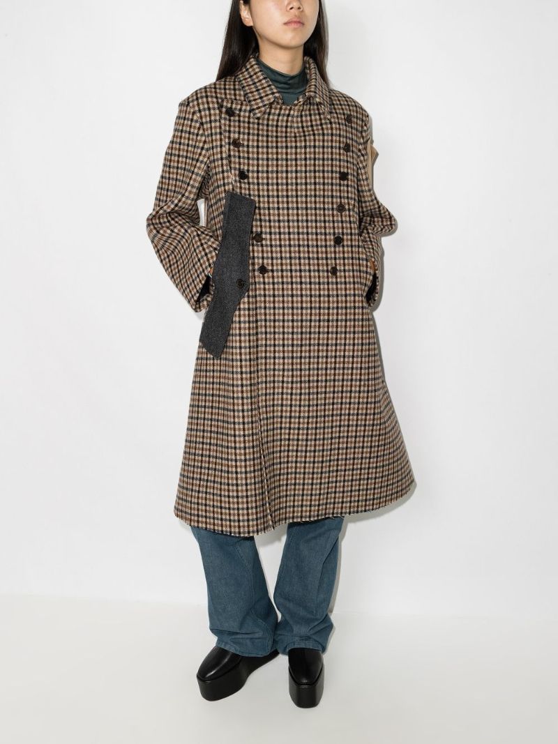 Double-breasted Checked Coat