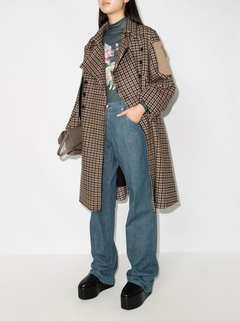 Double-breasted Checked Coat