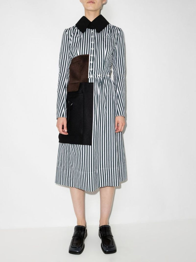 Green and White Memory of Striped Shirt Dress