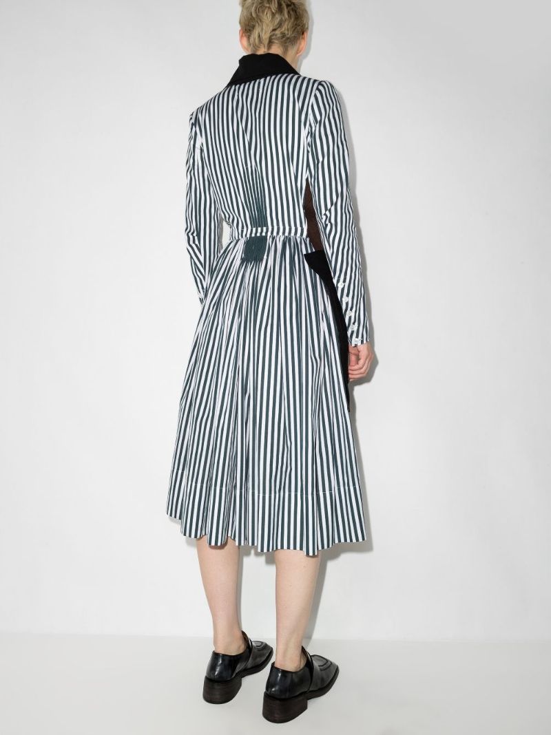 Green and White Memory of Striped Shirt Dress