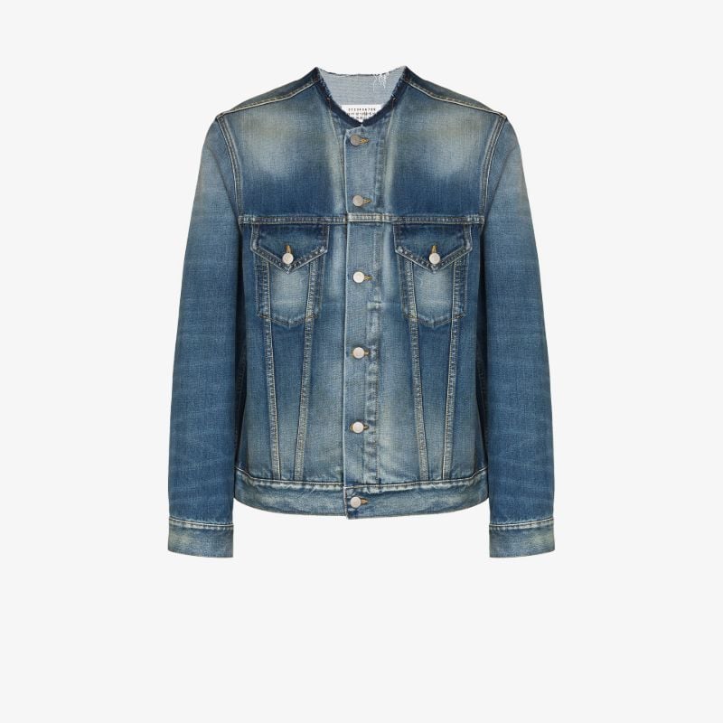 Collarless Denim Jacket