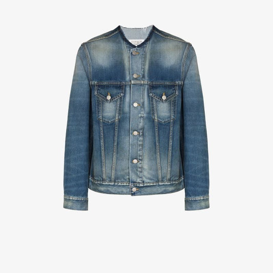 Collarless Denim Jacket