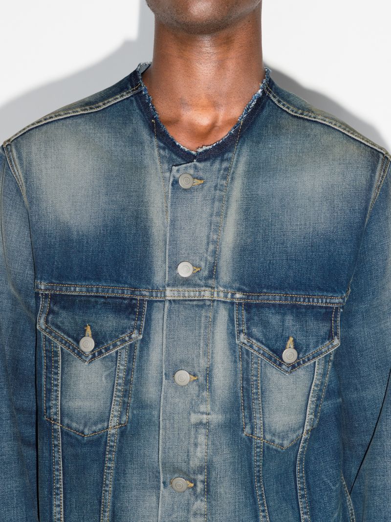 Collarless Denim Jacket