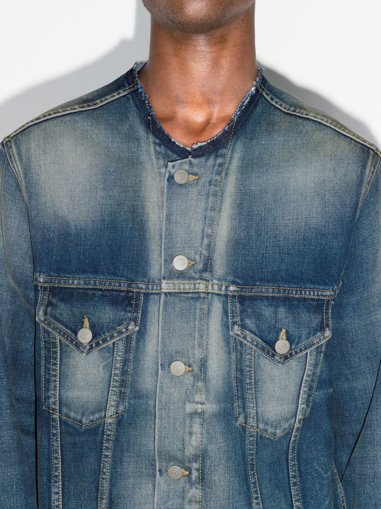 Collarless Denim Jacket