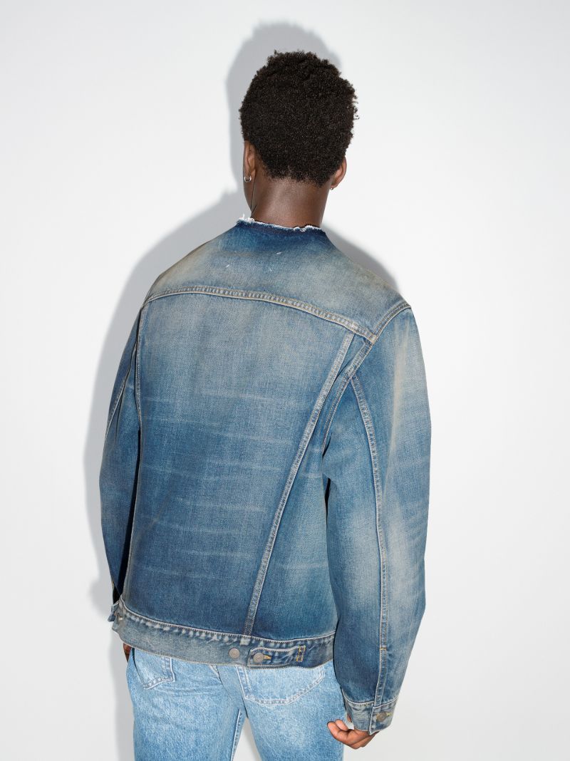 Collarless Denim Jacket
