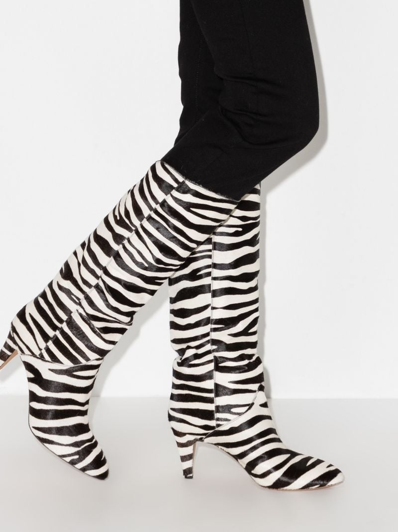 Black and White Laylis 75 Zebra Print Knee-high Boots