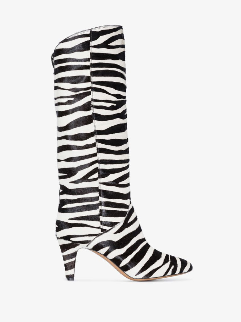 Black and White Laylis 75 Zebra Print Knee-high Boots
