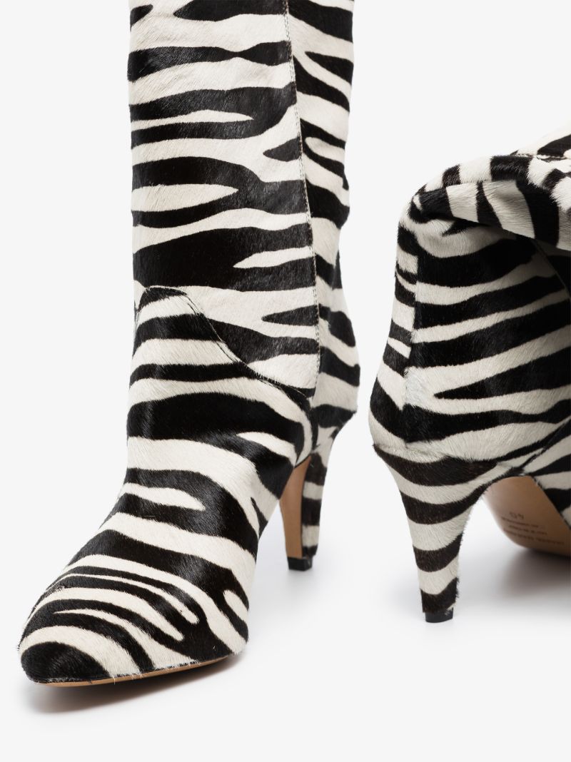 Black and White Laylis 75 Zebra Print Knee-high Boots