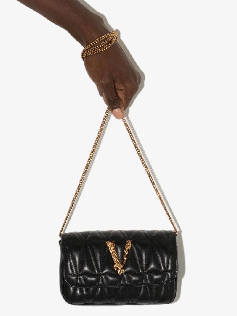 Black Virtus Quilted Leather Cross Body Bag