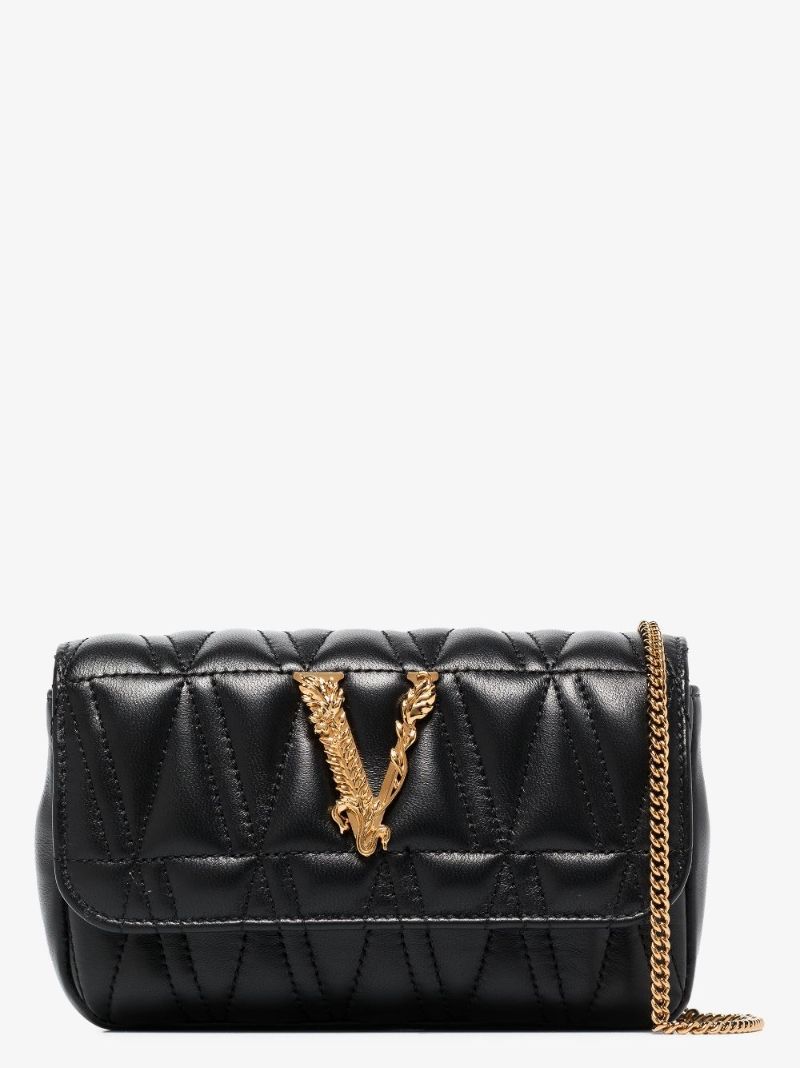 Black Virtus Quilted Leather Cross Body Bag