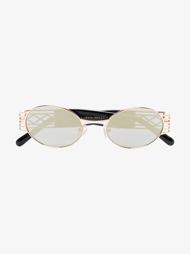 Gold Tone Pam Oval Sunglasses