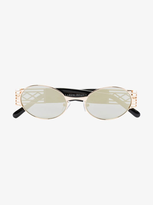 Gold Tone Pam Oval Sunglasses