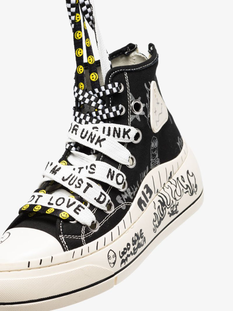 Black Double Grommet Kurt Flatform Sneakers