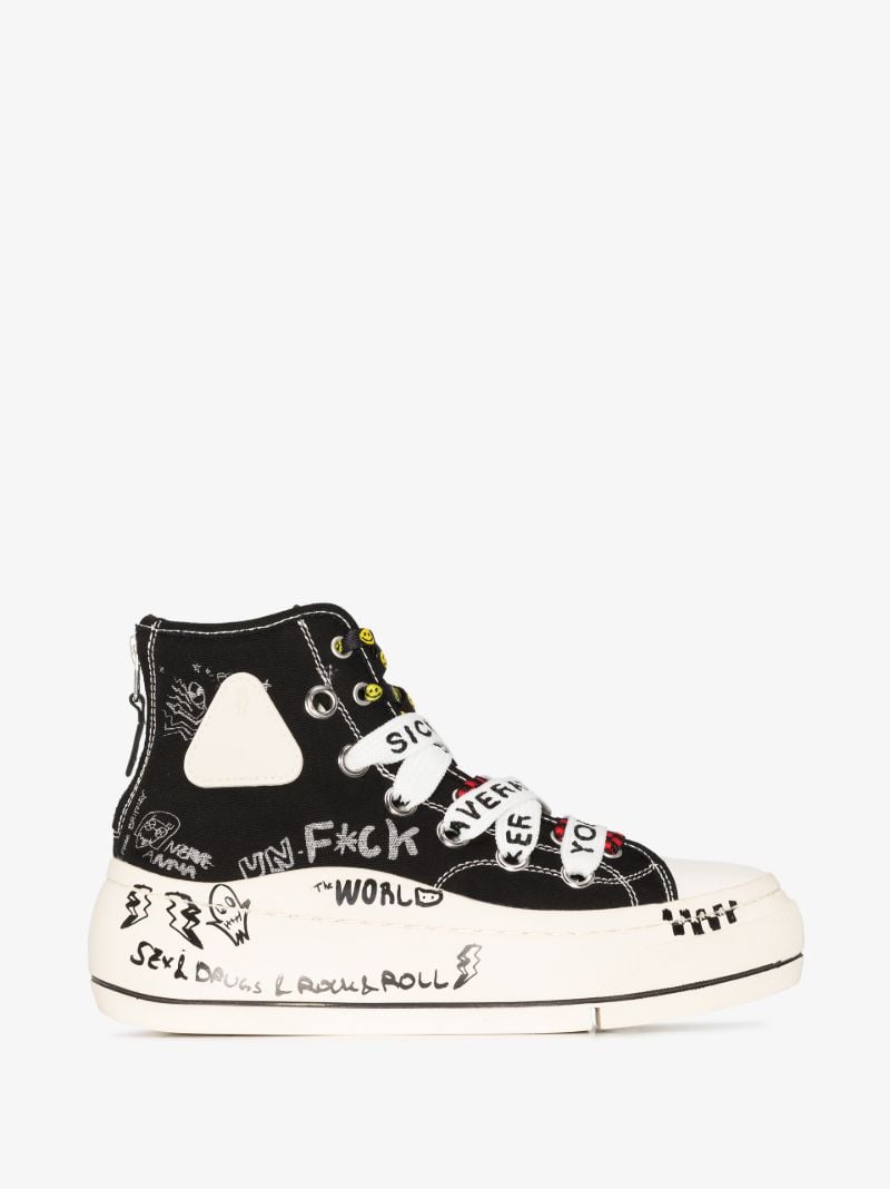 Black Double Grommet Kurt Flatform Sneakers