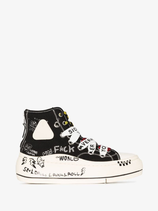 Black Double Grommet Kurt Flatform Sneakers