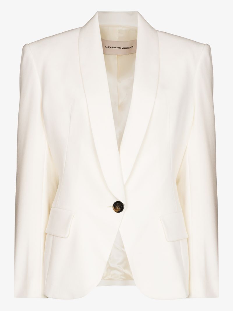 Padded Shoulder Wool Blazer