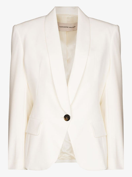 Padded Shoulder Wool Blazer