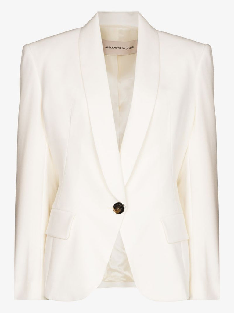 Padded Shoulder Wool Blazer