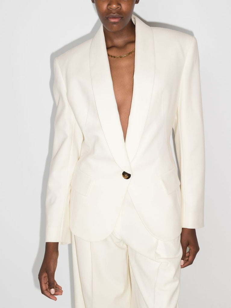Padded Shoulder Wool Blazer