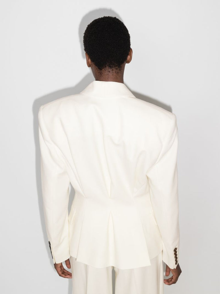 Padded Shoulder Wool Blazer