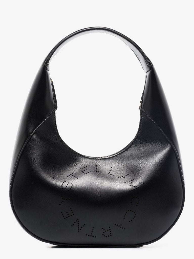 Black Small Logo Faux Leather Shoulder Bag