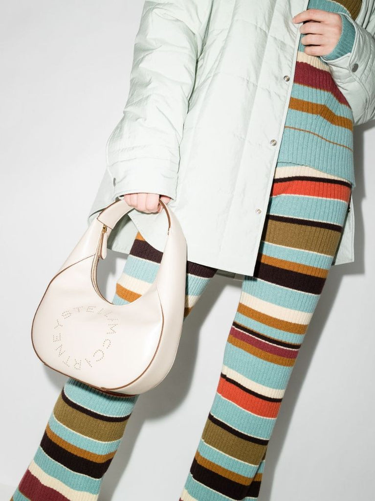 White Small Logo Faux Leather Shoulder Bag