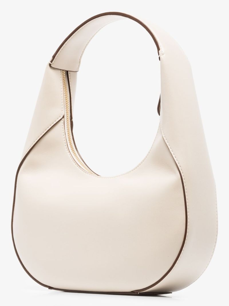 White Small Logo Faux Leather Shoulder Bag