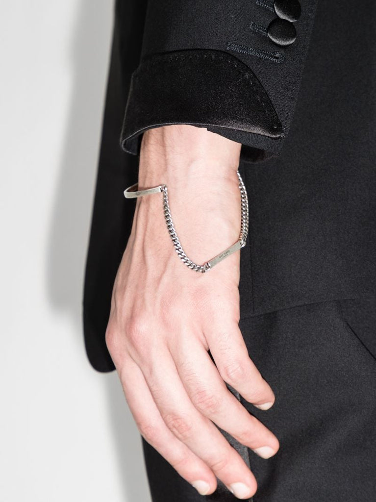 Silver Tone Id Bangle Bracelet
