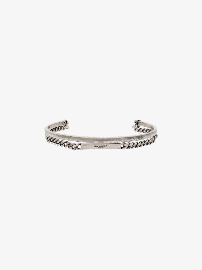 Silver Tone Id Bangle Bracelet