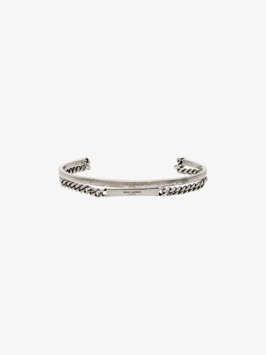Silver Tone Id Bangle Bracelet
