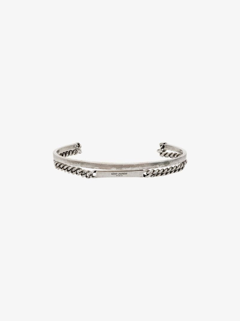 Silver Tone Id Bangle Bracelet