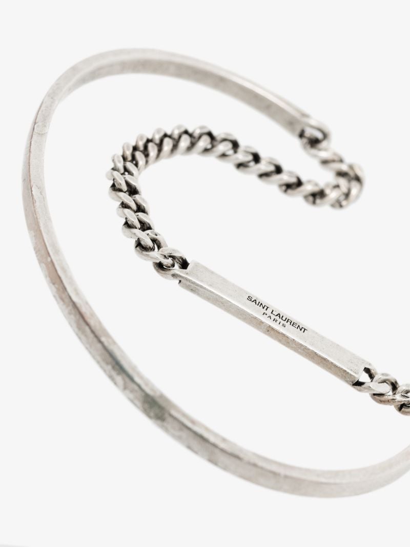 Silver Tone Id Bangle Bracelet