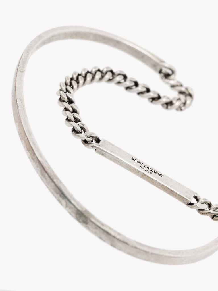 Silver Tone Id Bangle Bracelet