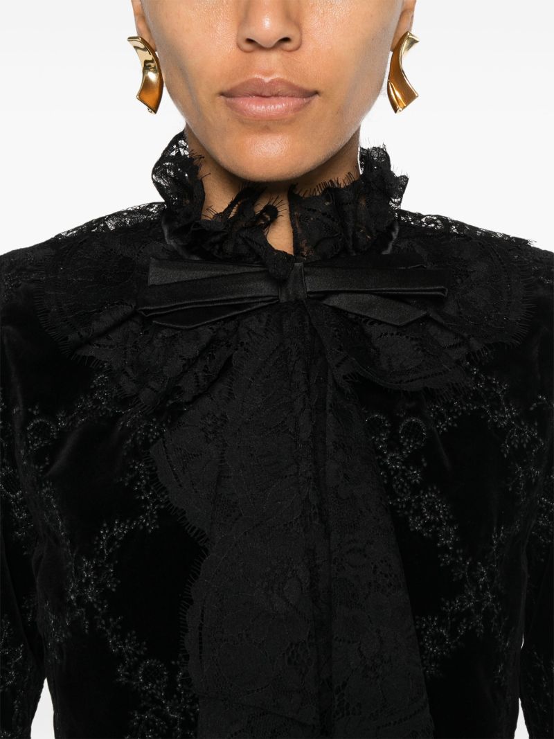 Black Floral-embroidered Mini Dress