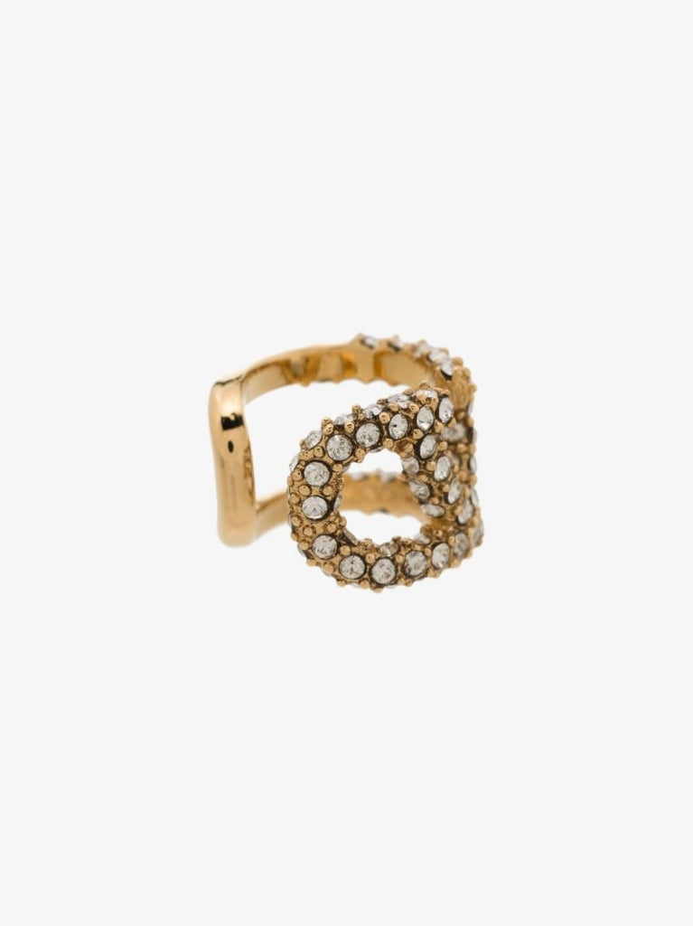 Gold Tone Vlogo Crystal Ear Cuff