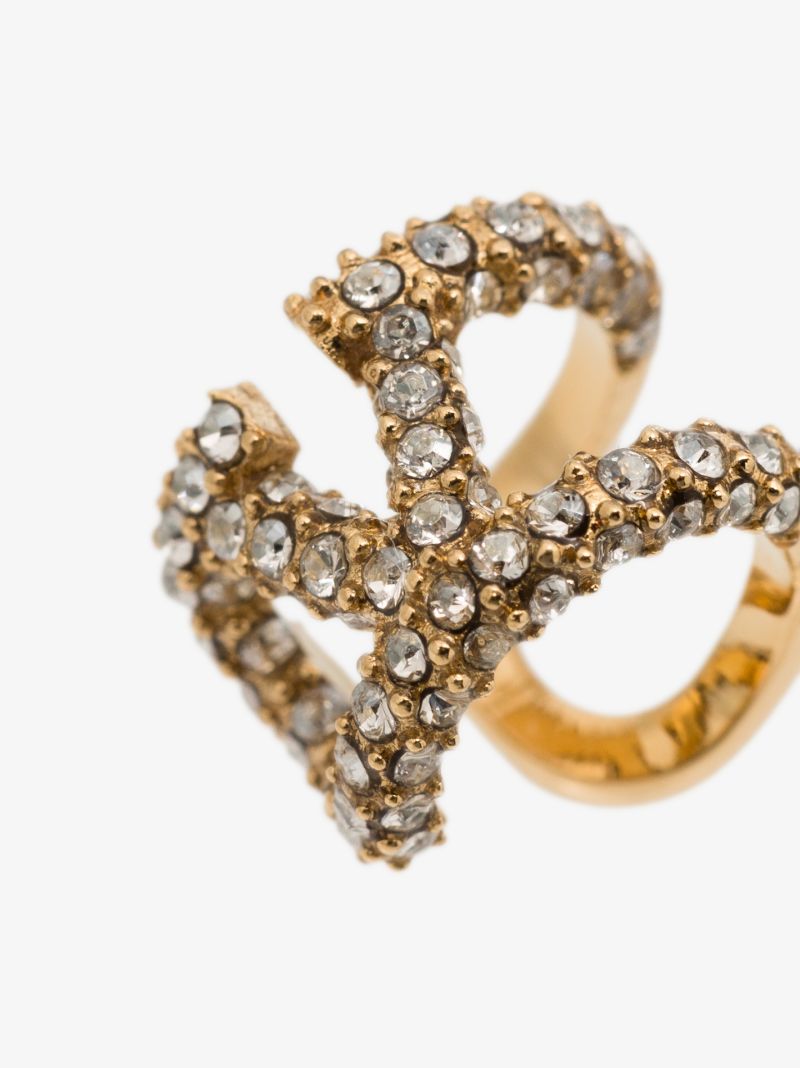 Gold Tone Vlogo Crystal Ear Cuff