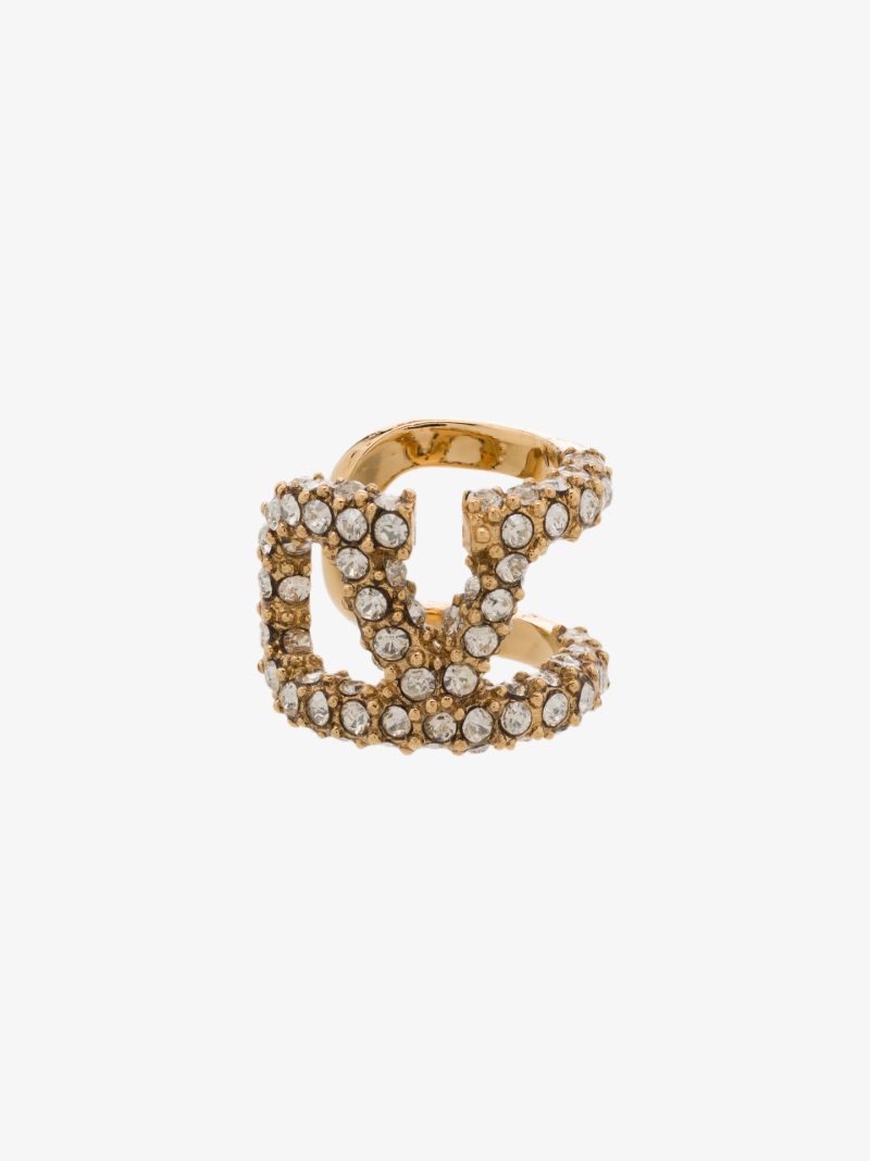 Gold Tone Vlogo Crystal Ear Cuff