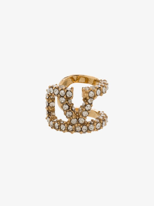 Gold Tone Vlogo Crystal Ear Cuff