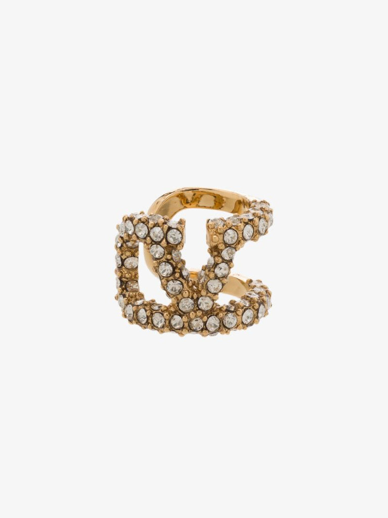Gold Tone Vlogo Crystal Ear Cuff