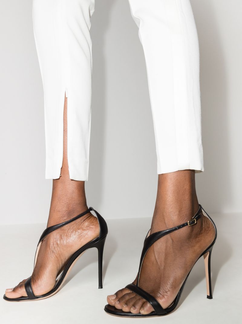 White Slim Wool Tuxedo Trousers