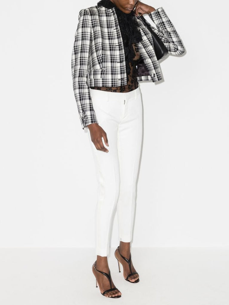 White Slim Wool Tuxedo Trousers