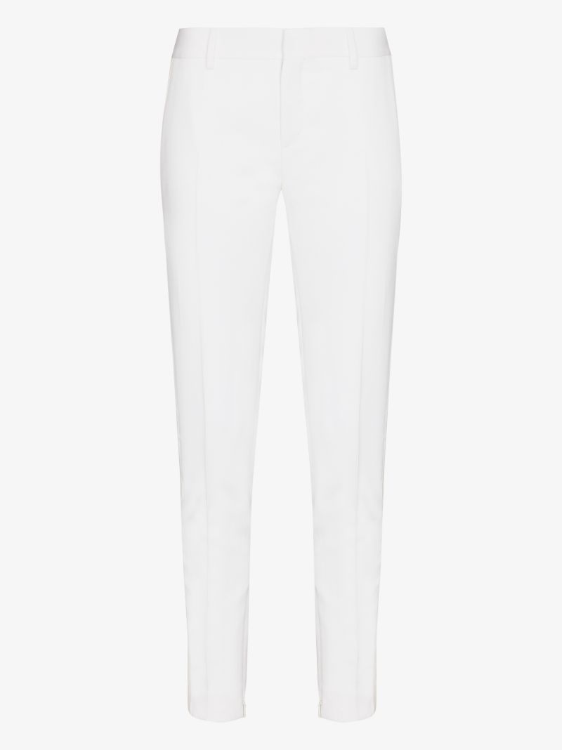 White Slim Wool Tuxedo Trousers