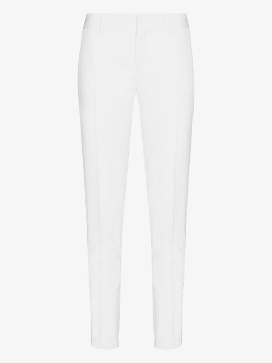 White Slim Wool Tuxedo Trousers